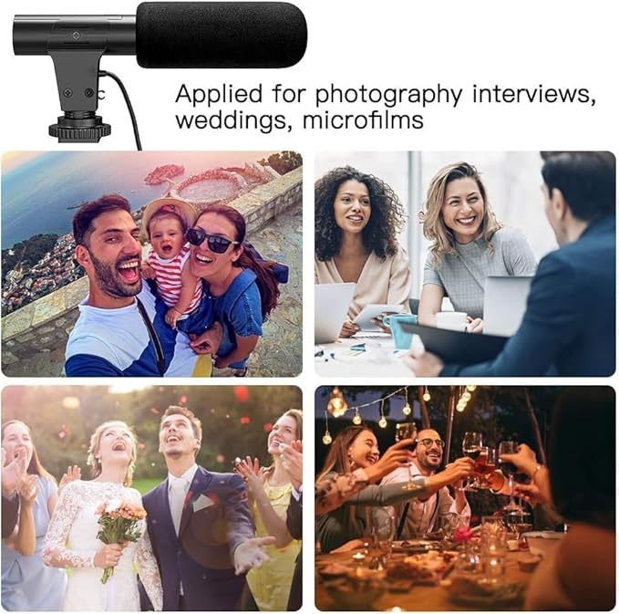 Acuvar Mini Shotgun Microphone for Camera & Smartphone, External Camera Mic for DSLR, Camcorder & Phone, 3.5mm Plug, Vlogging & YouTube