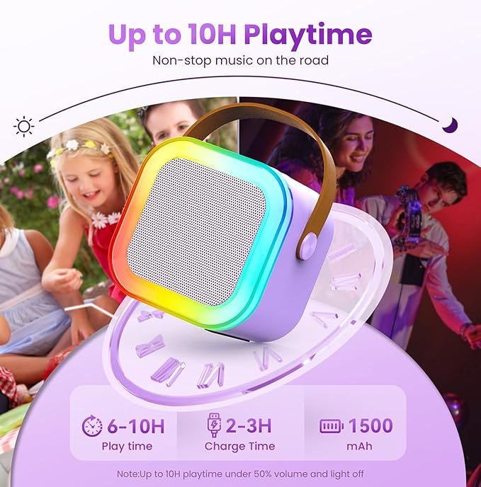 Mini Karaoke Machine for Kids Adults, Portable Bluetooth Speaker with 2 Wireless Karaoke Mics Player,2026 TOP Birthday Gifts Toys for Girls 3,4, 5, 6, 7, 8+Years Old Toddler(Light Purple)