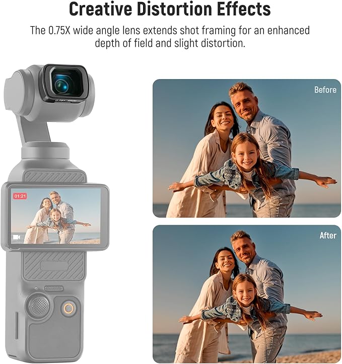 NEEWER ND Filter Set (4 Pack) Compatible with DJI Osmo Pocket 3 Creator Combo Accessories with 0.75X Wide Angle Lens & Screen Protectors, ND16 ND64 ND256 Black Diffusion 1/4 Filter, FL-B14