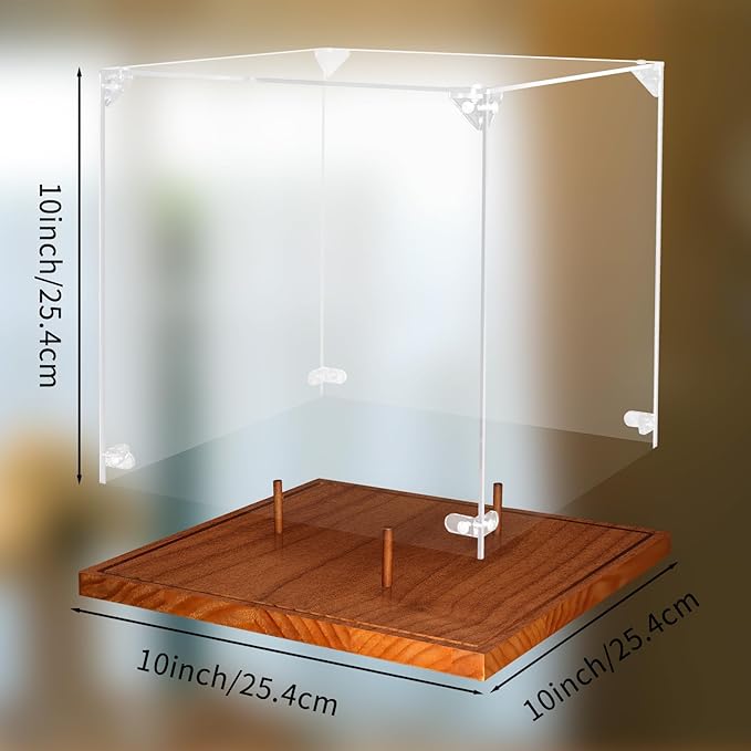 Hooqict Basketball Display Case Acrylic Clear 10" Full Size with Solid Wood Base UV Protected Basketball Holder Display Stand Case Square Box for Sports Collections Autographed Ball Memorabilia Gifts