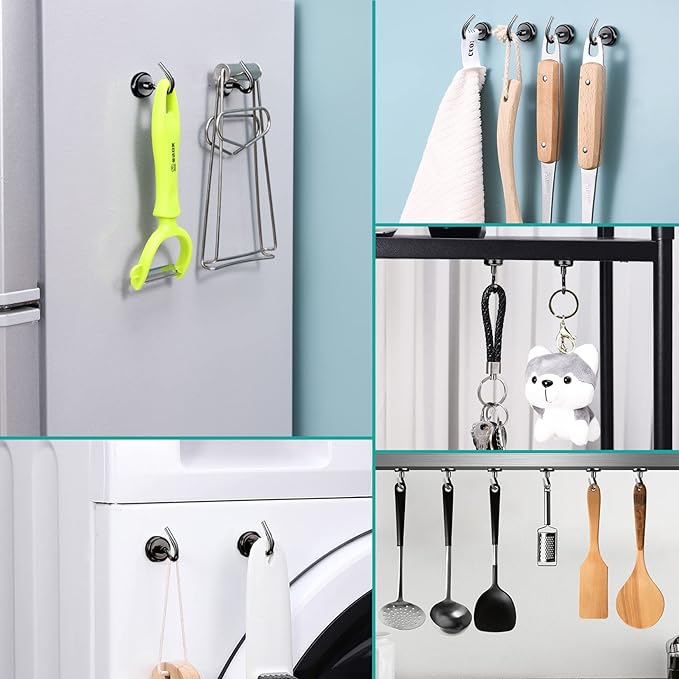 Grtard 10Pack Black Magnetic Hooks for Hanging, 25LBS Heavy Duty Magnet Hooks, Strong Magnetic Hooks for Cruise, Magnets with Hooks for Fridge, Home, Kitchen, Office, Workplace