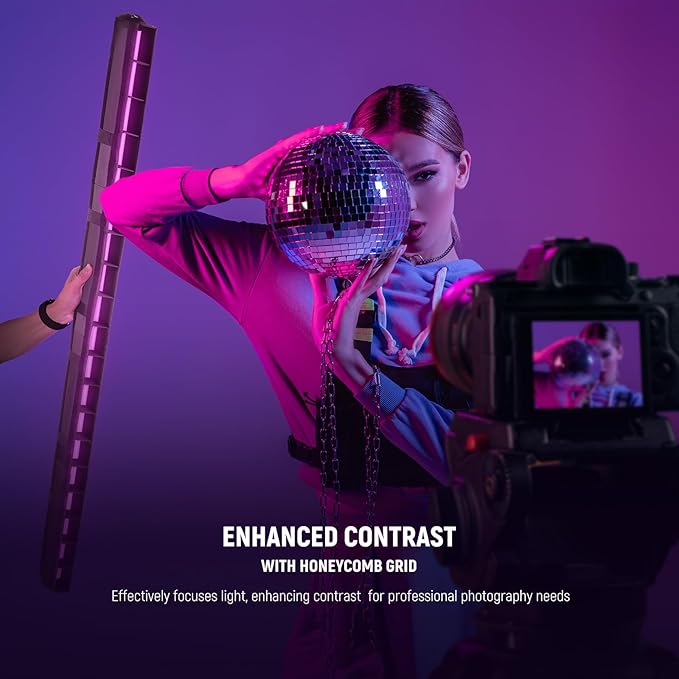 NEEWER LED Light Diffuser Kit for TL120C RGB LED Light Stick, LED Tube Strip Light Diffuser with Honeycomb Grid, Carry Bag, Touch Fasteners for Photo Video Live Stream Portrait Product Shots, NS10S