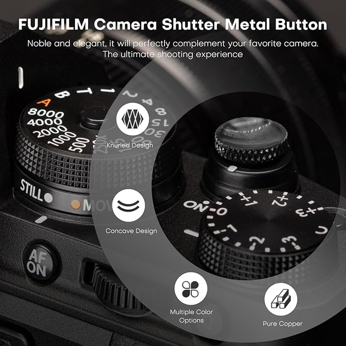 REYGEAK for Fujifilm Camera Shutter Button,4 Pcs Copper Soft Shutter Release Button,Camera Shutter Button Fits for Fuji Fujifilm X100 X100VI X-T5 X-T4 X-T3 Accessories(Red/Brass/Orange/Black)