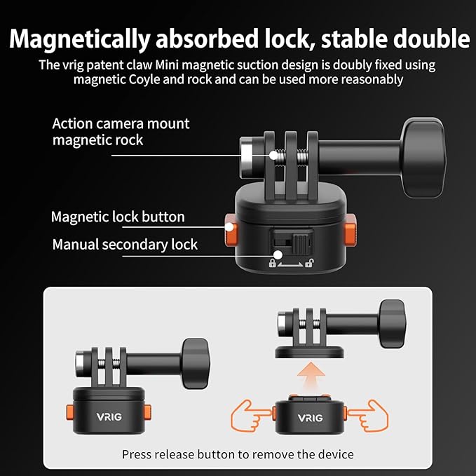 VRIG Tripod Mount Accessories for Gopro Hero -Claw mini Basic Set Magnetic Quick Release Adapter for Tripod with Gopro 10 9 8 7 6 5 insta360