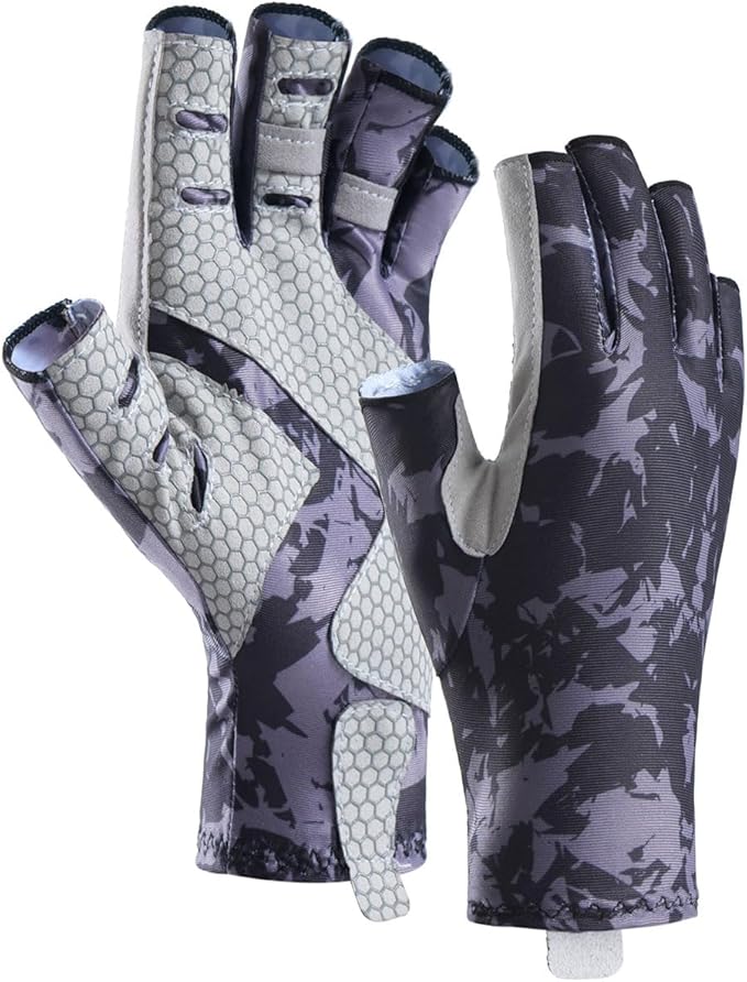 CHSMONB Fishing Gloves UPF50+ Sun Gloves, UV Protection Fingerless Gloves Men Women for Fishing, Kayaking, Rowing, Paddling, Canoeing, Hunting