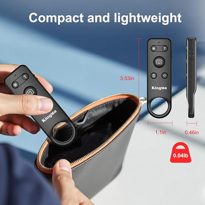 Wireless Camera Remote Control with Bluetooth 5.0 for Canon EOS /R5/R8/R50&Sony ZV-E10/E1&Nikon Z50/Z6/Z30,15m(49ft) Long Range Shooting with Zoom Function,Situable for Group Photos, Vlogging&Travel
