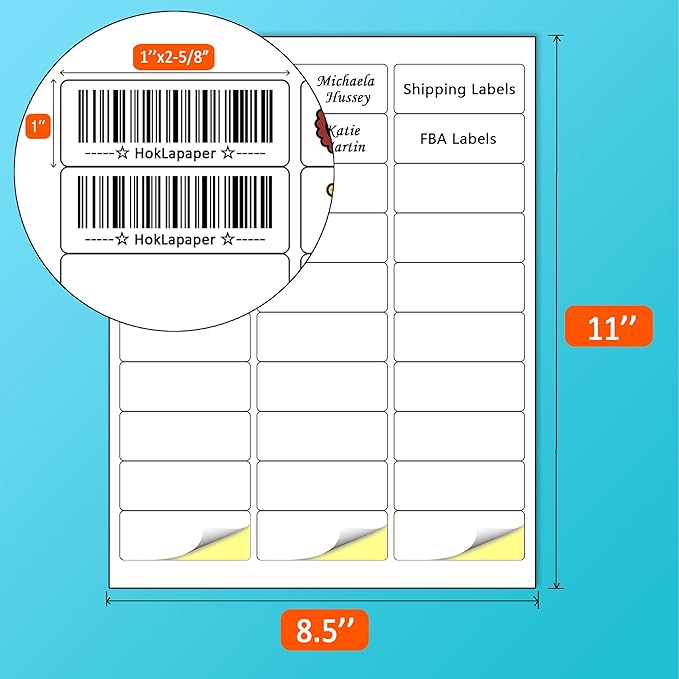 1" x 2-5/8" Address Mailing Labels,9000 Sticker Labels(300 Sheets),White Blank Labels for Laser/Inkjet Printer,Permanent Adhesive FBA Labels