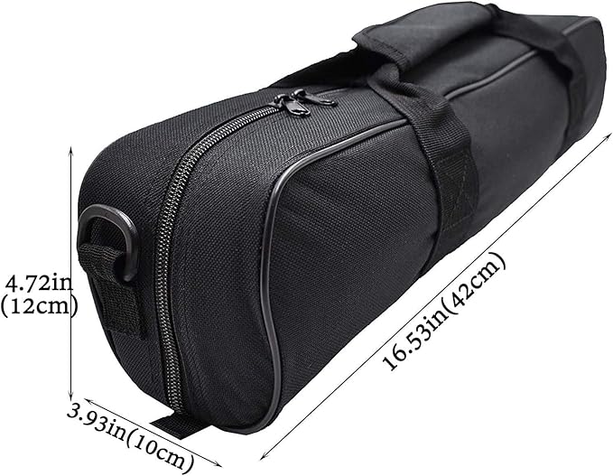 Birsppy Aeiniwer 4.7x3.9x16.5in/12×10×42cm Padded Carrying Tripod Bag，Small Case Thicken with Shoulder Strap and Carry Handle for Tripods,Monopod and Musical Instrument,Durable Nylon,Light Weight