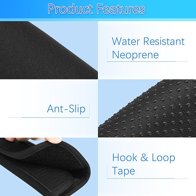 Cosmos 2 Pcs Neoprene Shoulder Strap Pads Universal Cushion Shoulder Pad Replacement for Laptop Bag, Messenger, Travel Duffel, Guitar, Car Seat Shoulder Strap Padding, 10 in, Anti-Slip Design