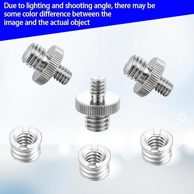 6 Pcs Tripod Adapter, 1/4 Inch to 3/8 Inch Tripod Adapter with 3/8 to 1/4 Mount Screws for Camera Monopod Light Stand Accessory Quick Release Plate
