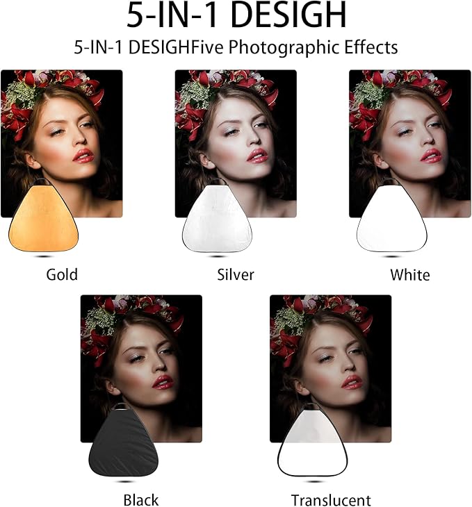 Selens 5-in-1 Triangle Reflector (32 Inch) with Handle for Photography Photo Studio Outdoor Lighting