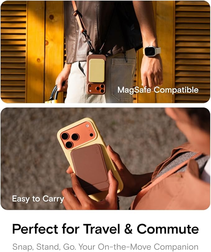 MOFT Phone Tripod Stand Selfie Stick for iPhone, Multi-Angles iPhone Stand, Lightweight & Portable Phone Holder, Strong Magnets, MOVAS Vegan Leather, Travel Essentials, Panna Cotta (Without Card Slot)