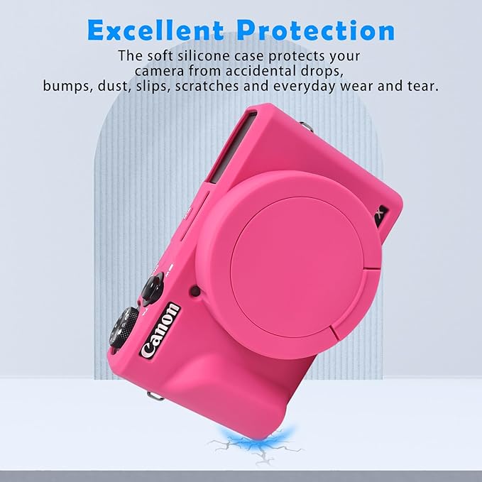 Easy Hood Camera Case for Canon Powershot G7 X Mark III Digital Camera, Silicone Soft Camera Case with Button Marker Removable Lens Cover Protective Body Skin for Canon G7X III DSLR Camera Rose
