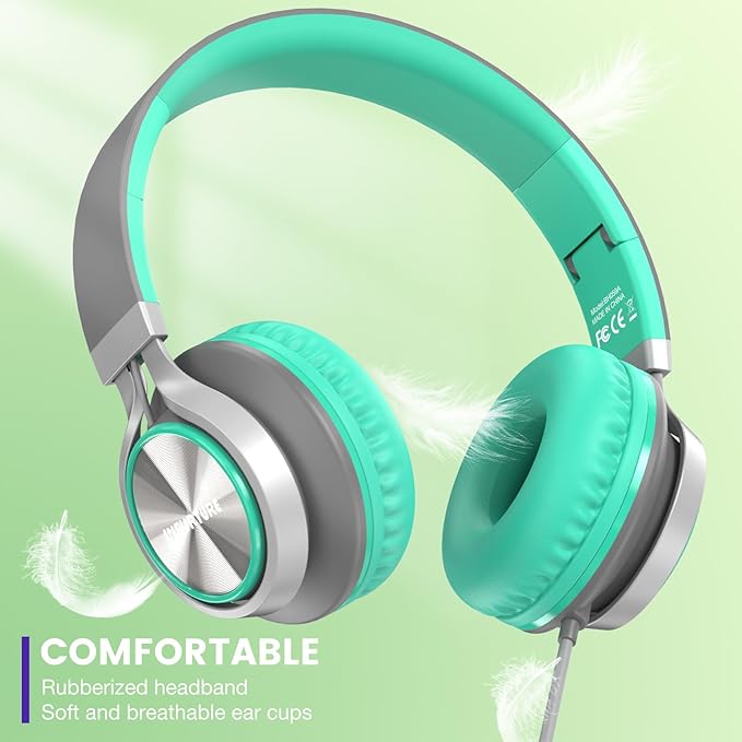 USB C Headphones Wired with Microphone Tangle-Free Plaiting Line,Over Ear Headphones,Lightweight Foldable for School/Travel/Zoom/iPhone 17/16/15, Samsung Galaxy S25/S24, Google Pixel 9, Ideal Gift