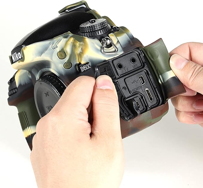 Professional Secure Silicone Camera Cases Bag Housing Rubber Body Skin for Nikon D610 D600 DSLR Camera Protective Case(Army Green)