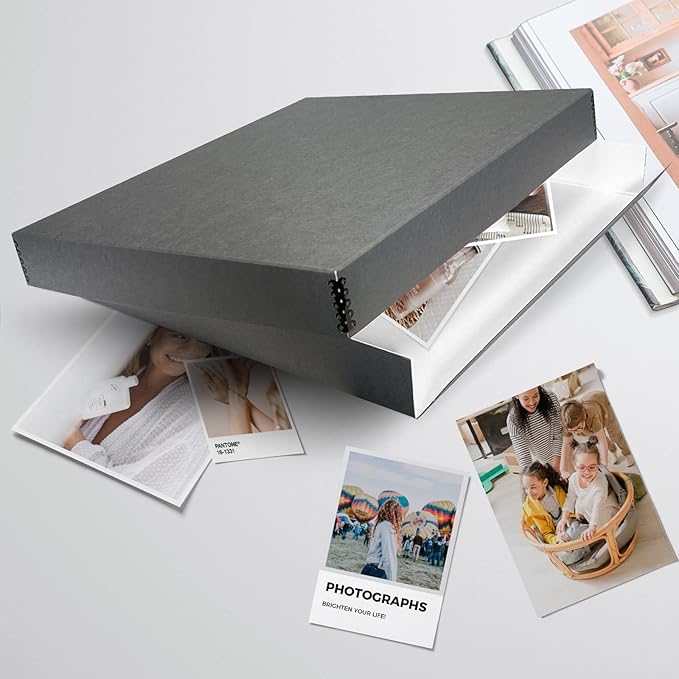 Lineco Museum Archival Storage Box, 20.75x24.75x3 in. Drop Front Design. Acid-Free with Metal Edge. Organize Photos, Pictures, Prints, Documents, Crafts, DIY. Gray, 2 Pack