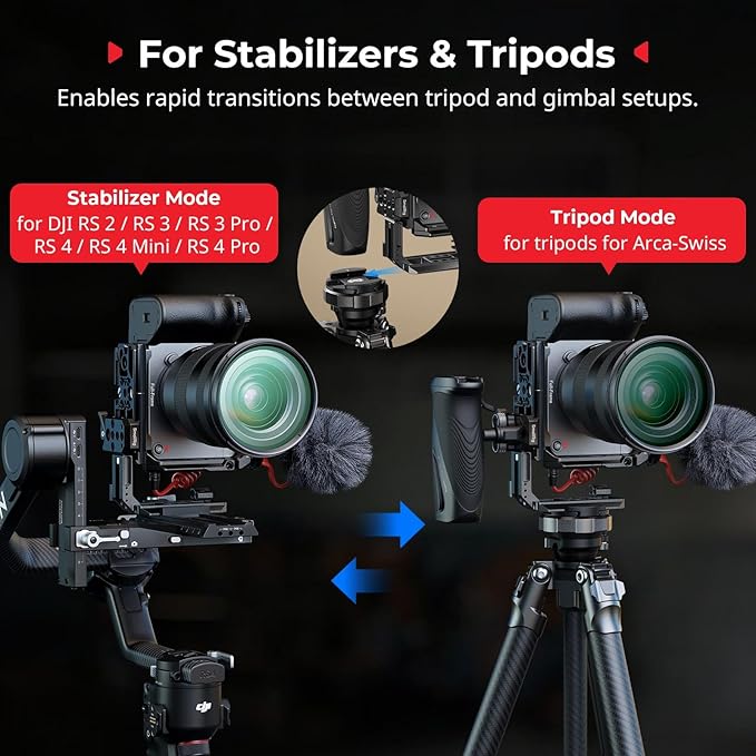 SmallRig Vertical Mount Plate for Cage, Built in 1/4''-20 Thread and Baseplate for Arca-Type, L Bracket Switching Grip for Tripods, for DJI RS 4 Pro/RS 4 Mini/RS 4 / RS 3 Pro / RS3 / RS2-5594