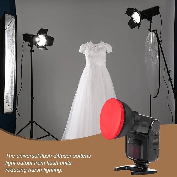 PATIKIL 6.3" x 6.3" Soft Mini Flash Diffuser Cap, 2 Pack Universal Elastic Flash Diffuser Cover for DSLR Camera Flashlight, Red