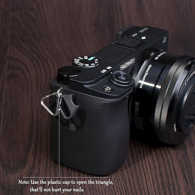 Lug Ring Camera Strap Triangle Split Ring Hook + Plastic Cap for SLR D-SLR Rangefinder Mirrorless Camera W/Round Eyelet 12mm(2 Pair)
