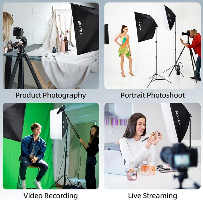Skytex Softbox Lighting Kit(1Pack), 20x28in Soft Box | 85W 2700-6400K E27 LED Bulb Continuous Photography Lighting, Photo Studio Lights Equipment for Camera Shooting, Video Recording