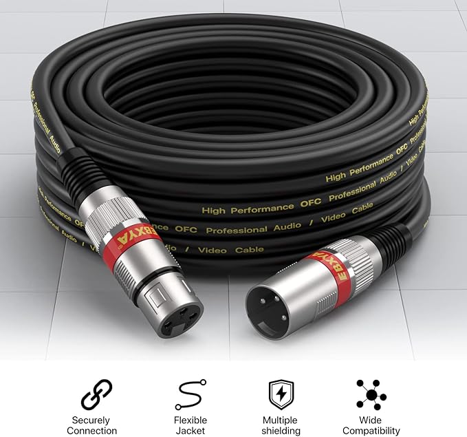 EBXYA XLR Cables 25ft 6 Packs - XLR Male to Female 3 Pins Balanced Microphone Cable
