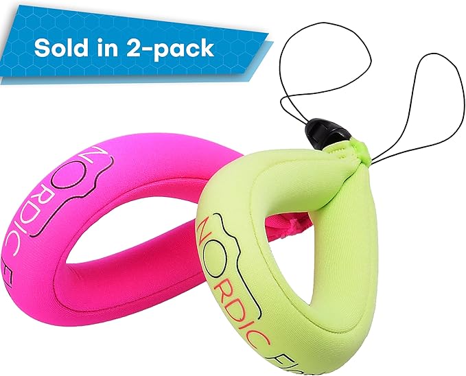 Nordic Flash Waterproof Camera Floaty (2-Pack) – Floating Strap for Action Cameras, GoPro Accessories, DJI Floating Handle, Phone Floating Strap, and Pool Floats