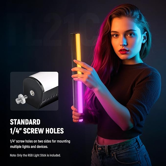NEEWER RGB Light Wand with Desk Tripod, APP Control Magnetic Handheld Photography Video Lighting Stick, 2500K-8500K Dimmable CRI95+ 17 Scenes Full Color LED Tube Bar for Vlog, 2550mAh Battery, TL21C