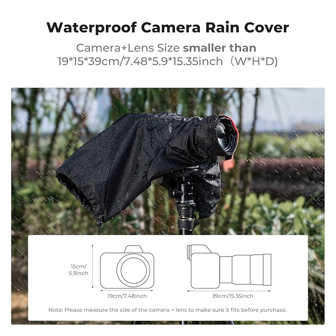 K&F CONCEPT Professional Camera Rain Cover, Waterproof Raincoat for DSLR Cameras and Lenses, Photography Camera Protector Accessories