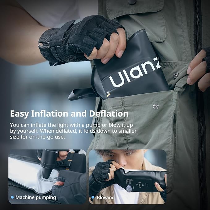 Ulanzi UA20 20W Bi-Color Inflatable Tube Light, Portable Handheld Magnetic 2700K to 6500K CRI 95+ Air Video Streaming Light 1/4" Mount Photography Lighting Stick
