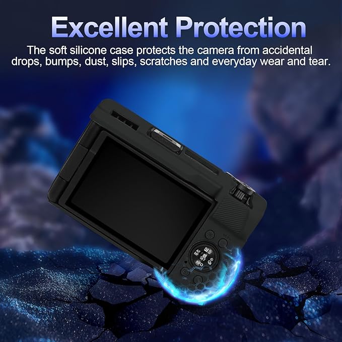 EASY HOOD V1 Case, Silicone Camera Cover with Removable Lens Cover, Soft Protector Lightweight Carrying Body Skin for Canon PowerShot V1 Digital Camera - Black