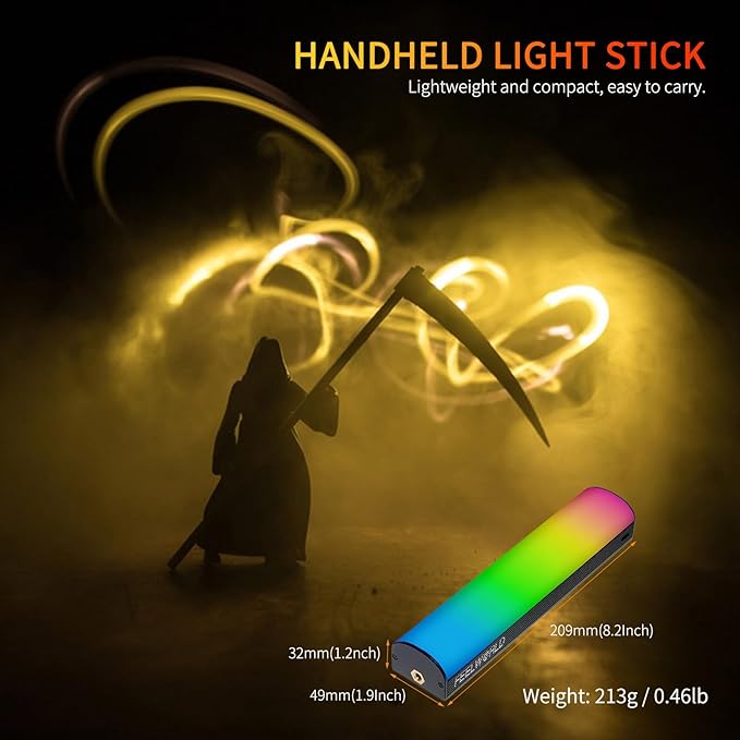 FEELWORLD MT2 Handheld Light Wand,360° RGB LED Video Light for Photography,3000mAh Rechargeable Mini Light Stick for Video Shooting Professional Tube Lights with Magnetic