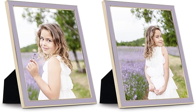 Sheffield Home Tabletop Picture Frame – Iron Enamel Decorative Display Frame for Home or Office, 5x7 Inch, Purple