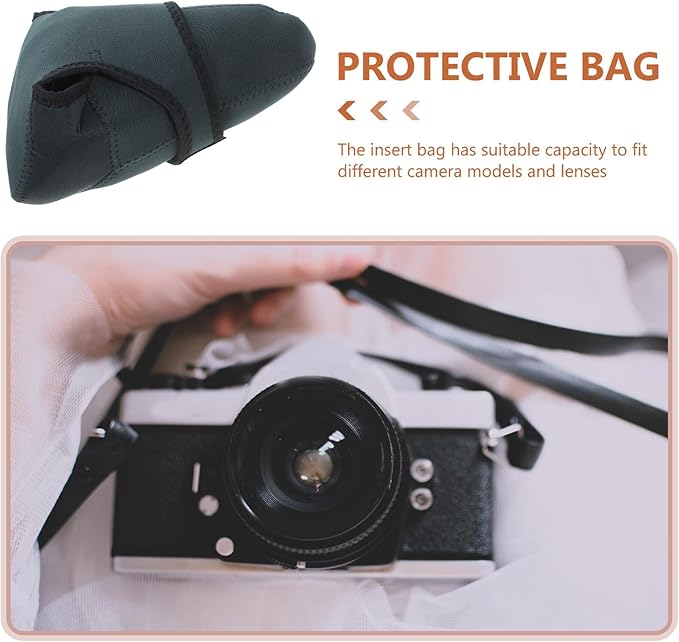 BRIGHTFUFU Large Soft DSLR Camera Sleeve Insert Pouch for Backpack Storage Neoprene Protective Camera Bag and Mirrorless Photography Equipment
