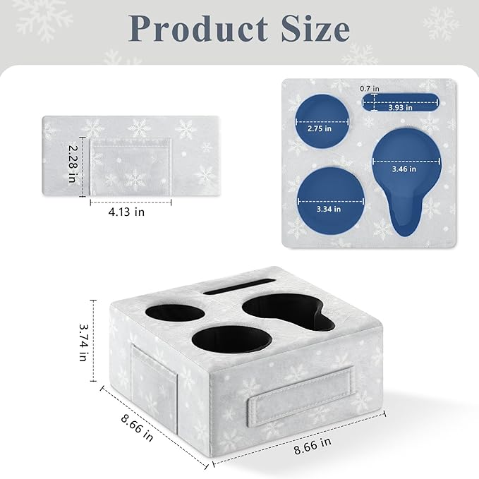 Luxspire Couch Cup Holder Tray, Couch Cup Holder Pillow with 4 Holes, Side Pocket and Handle, Couch Caddy Pillow for Phone/Drinks/Remote Control/Snacks, Christmas Style