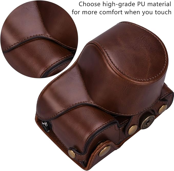 Hargedis XEVN for sony a6400 case,for sony a6300 case,Premium PU Full Body Leather Camera Case Bag for sony alpha a6300 a6000 a6100 a6400 Fit 16-50mm Lens with camera Shoulder Strap(Coffee)