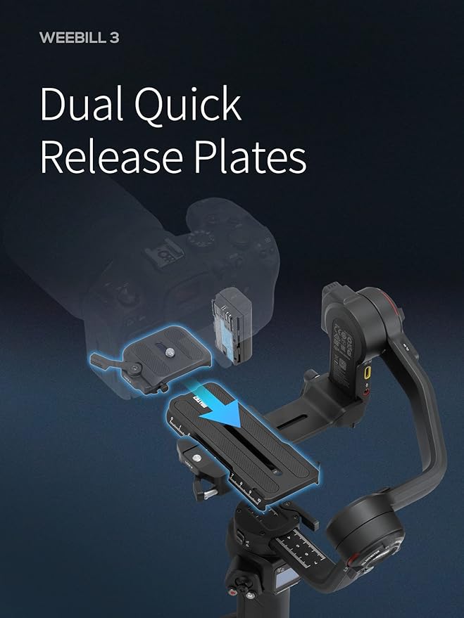 ZHIYUN Weebill 3 [Official] 3-Axis Camera Gimbal Stabilizer for DSLR and Mirrorless Camera, Nikon Sony Panasonic Canon Fujifilm BMPCC 6K, Fill Light & Mic Integration, PD Fast Charge