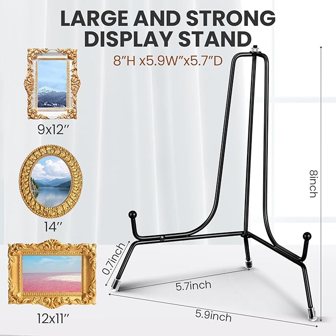 Chumia 18 Pcs Anti Slip Plate Stands for Display, Black Iron Easel Plate Holder Picture Frame Holder Stand for Display Decorative Photo Tabletop Artwork(8 Inch)