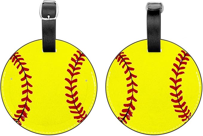 2 Pieces Softball Print Luggage Tags