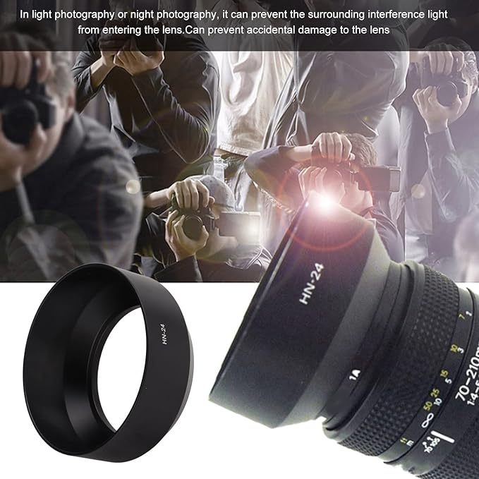 HN‑24 Metal Camera Lens Hood Shade Protector for AF 75‑210mm F/4.5‑5.6, AF 75-300mm F/4-5.6, AF 100-300mm F/4-5.6