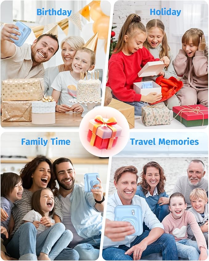 Instant Camera, Dual-Lens Kids Camera Instant Print for Boys Girls Christmas Birthday Gifts, 1080P Digital Cameras for Kids Teens with Print Paper, 32GB Card, Toddle Toy for Age 4-12 Years(Blue)