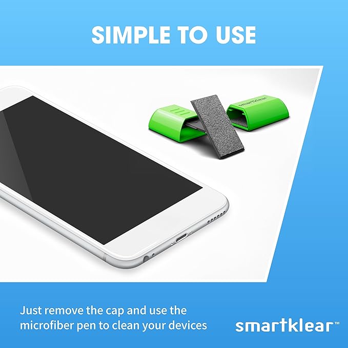 CarbonKlean SmartKlear Smart Phone Screen Cleaner - Compatible with iPhones, Androids, and More - Cleaner with Carbon Microfiber Tech - Lime Green - 1 Count