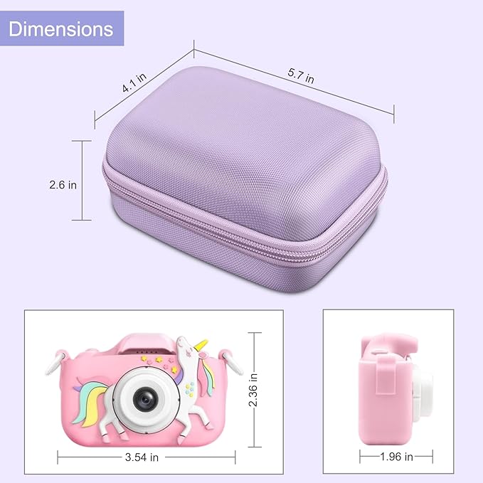 FINTIE Kids Camera Case Compatible with Goopow/Seckton/Dylanto/Mgaolo/Masterbee/CIMELR/Desuccus Kids Digital Camera Toys, Children Carrying Bag, Birthday Festival Gift, Lilac Purple