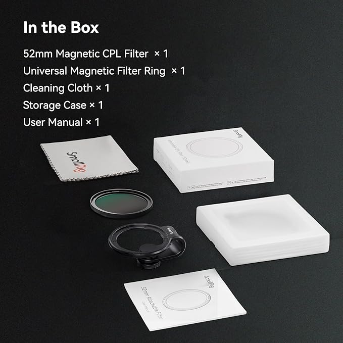 SmallRig Magnetic Circular Polarizer Kit (CPL Filter + Magnetic Ring), HD Optical Glass Circular Polarizing Filter Kit for Phone - 4389