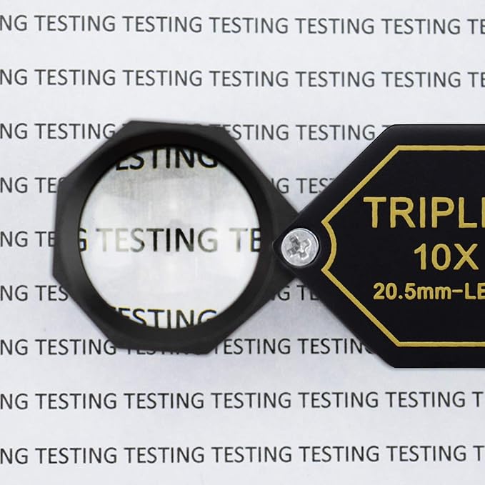 10x Magnifier Jewelry Loupe 20.5mm Triplet Lens Optical Glass Pocket Gem Magnifying Tool for Jeweler, Stamp Philatelist, Coin Numismatic, Achromatic Black Hexagonal Design Kit Set