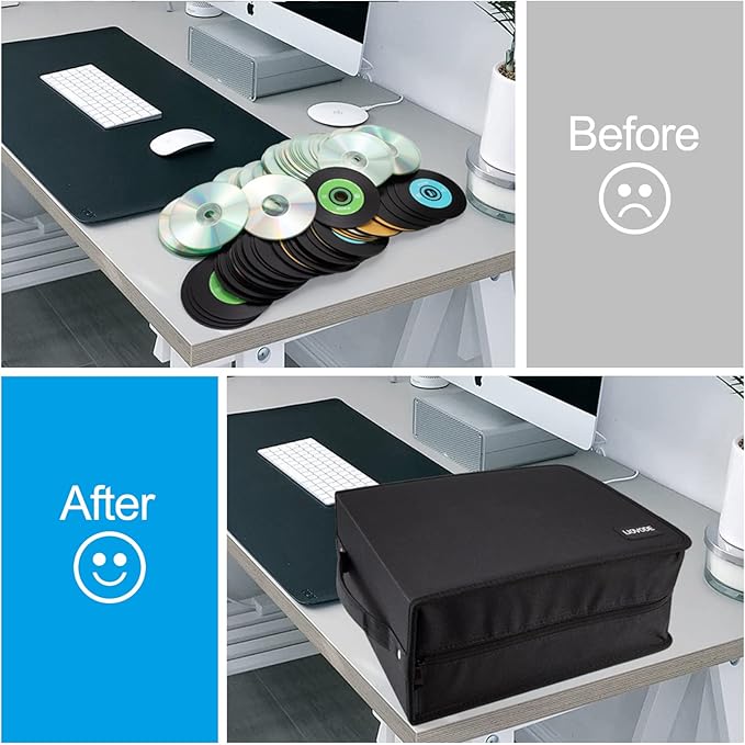 DVD Case 128 DVDs and 64 Booklets Capacity, CD/Blu-ray Storage Binder Case with Booklet Inserts Media Organizer Holder Black Blu ray Wallet for Car (128 Capacity)