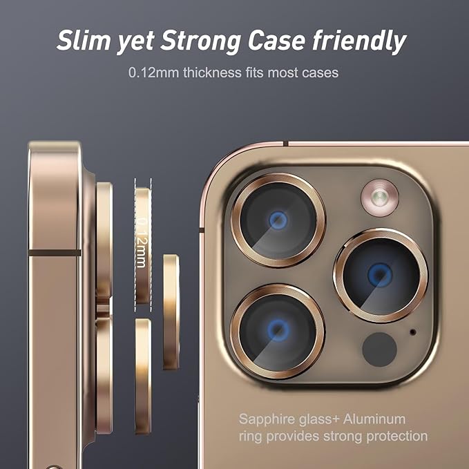 Jeluse Camera Lens Protector for iPhone 17 Pro Max/17 Pro/16 Pro Max/16 Pro/15 Pro Max/15 Pro/14 Pro Max/14 Pro, 9H Tempered Glass Screen Protector Cover Alignment Kit Metal Individual Ring