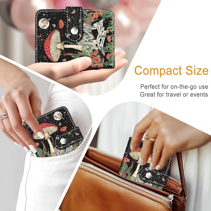 Lebrocoli Skul Lover Mushroom Small Photos Album for 2x3 Inch Films, 56 Pockets Mini Cute Albums Book for Polaroid Fujifilm Instax Mini Instant Camera Printer, Kpop Photocard Pictures Binders Holders