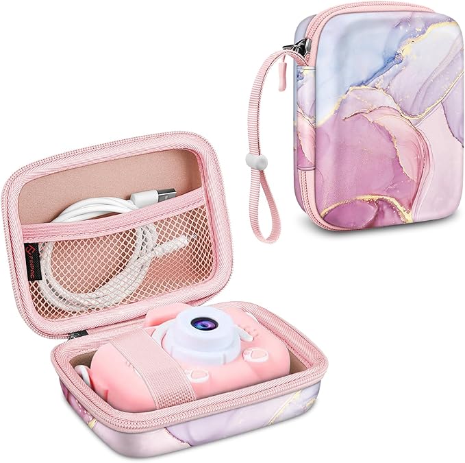 FINTIE Kids Camera Case Compatible with Goopow/Seckton/Dylanto/Mgaolo/Masterbee/CIMELR/Desuccus Kids Digital Camera Toys, Children Carrying Bag, Birthday Festival Gift, Dreamy Marble