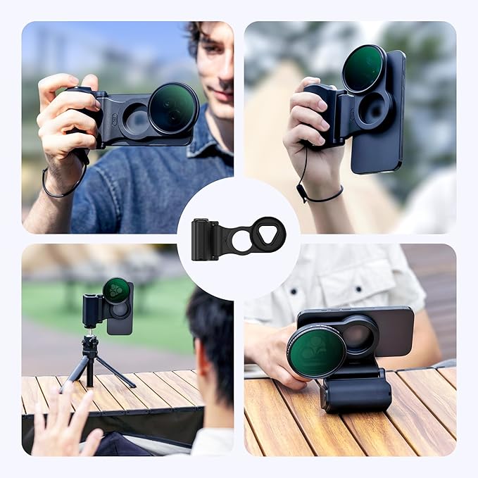 JJC 67mm Magnetic Filter Adapter with Phone Camera Grip Kit, Compatible with iPhone 16 Pro Max 15 Pro Max 14 Pro Max, with Remote Control & 1/4” Tripod Screw for Vlogging Video Recording Filmmaking
