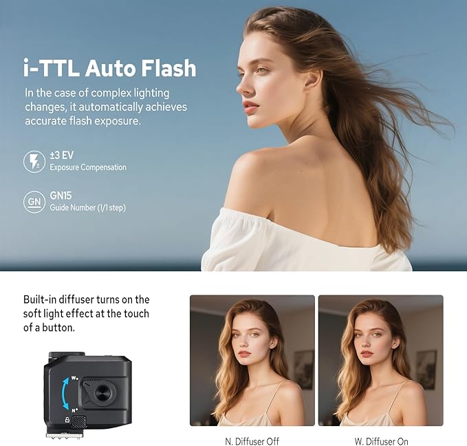 Godox iT30Pro N iT30Pro-N Flash for Nikon, 2.4G Mini Nikon Flash HSS 1/8000s, 560 Full Power Flashes, 2.8" Full-Color Touchscreen, TTL Auto-Exposure, Built-in Diffuser and Lithium Battery(Black)